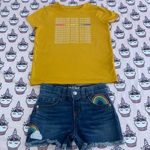 Girls jean shorts and t-shirt set